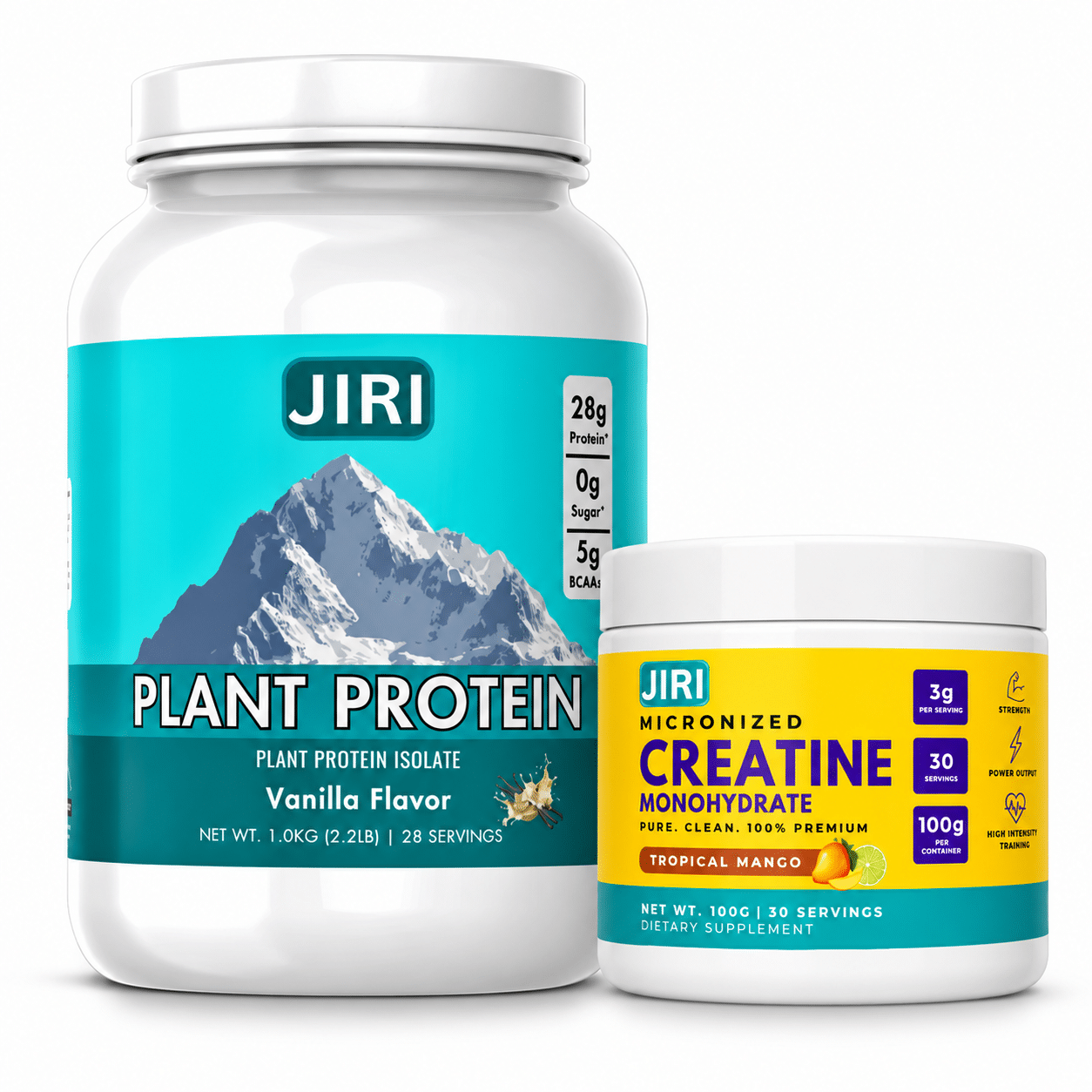JIRI Vanilla Protein and Mango Creatine Bundle Dashain Combo Offer - Zero Sugar Plant Protein 1kg Vanilla + Creatine 100g Tropical Mango - Image 1